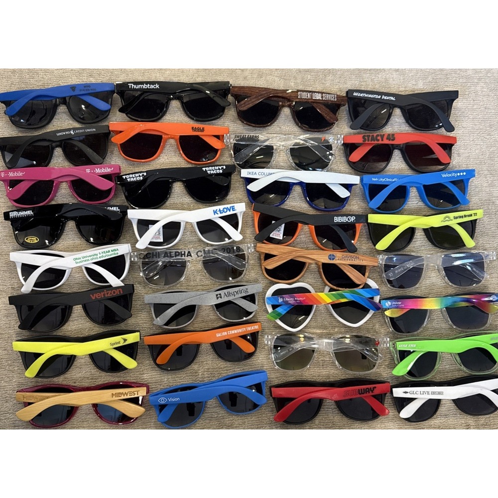 Lot of 32 NEW Logo Sunglasses: Limited Offer-Multiple Colors-Men/Women-NWT